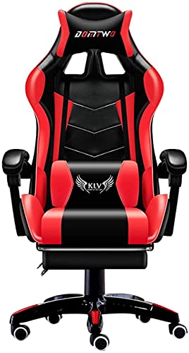 LOKAXXZU Bürostuhl Computer Games Gaming Chair Ergonomic Computer Sessel Büro Home Drehmassagesstuhl Hebel, rot mit Fußstütze von LOKAXXZU