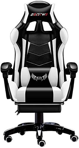 LOKAXXZU Bürostuhl Computer Games Gaming Chair Ergonomic Computer Sessel Büro Home Drehmassagesstuhl Hebel, weiß mit Fußstütze von LOKAXXZU