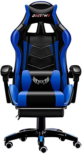 LOKAXXZU Bürostuhl Computerspiele Gaming Chair Ergonomic Computer Sessel Office Home Schwenkmassage Stuhl Hebe, blau mit Fußstütze von LOKAXXZU