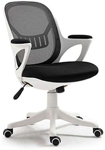 LOKAXXZU Bürostuhl Gaming Chair Barber Comfy Computer Stuhl Verstellbare Höhe Office Stuhl mit Chrome Basis gepolsterten Schwenkstuhl, weißes Rahmen Schwarzes Netz von LOKAXXZU