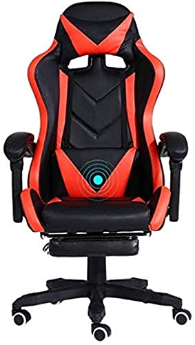 LOKAXXZU Bürostuhl Gaming Chair Computerstühle Schwenkstuhl Video Erhöhen Rotary mit Fußstützen -Sessel Ergonomie Computerstuhl, Black Red von LOKAXXZU