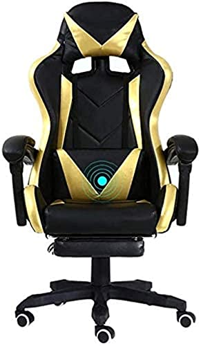 LOKAXXZU Bürostuhl Gaming Chair Computerstühle Schwenkstuhl Video Erhöhen Rotary mit Fußstützen -Sessel Ergonomie Computerstuhl, schwarzes Gold von LOKAXXZU