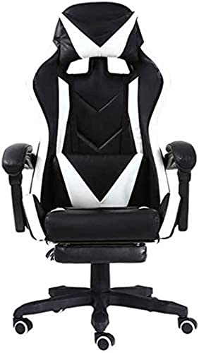 LOKAXXZU Bürostuhl Gaming Chair Computerstühle Schwenkstuhl Video Erhöhen Sie Rotary mit Fußstützen -Sessel Ergonomie Computerstuhl, Black White von LOKAXXZU