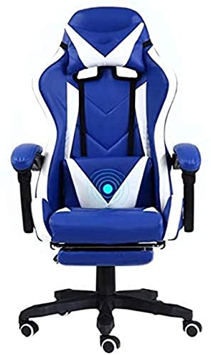 LOKAXXZU Bürostuhl Gaming Chair Computerstühle Schwenkstuhl Video Erhöhen Sie Rotary mit Fußstützen -Sessel Ergonomie Computerstuhl, Blue White von LOKAXXZU