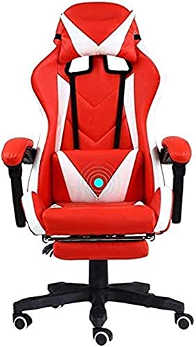LOKAXXZU Bürostuhl Gaming Chair Computerstühle Schwenkstuhl Video Erhöhen Sie Rotary mit Fußstützen -Sessel Ergonomie Computerstuhl Red White von LOKAXXZU