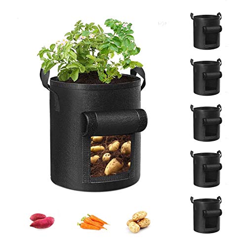 LOKAXXZU Cavisoo 5-Pack 10-Gallonen-Kartoffelanbau-Beutel, Gartenpflanztasche mit strapazierfähigem Griff, eingedickte, verwobene Stofftöpfe für Tomaten, Gemüse und Obst LOKAXXZU Cavisoo 5-Pack 10-Gallonen-Kartoffelanbau-Beutel, Gartenpflanztasche mit strapazierfähigem Griff, eingedickte, verwobene Stofftöpfe für Tomaten, Gemüse und Obst von LOKAXXZU