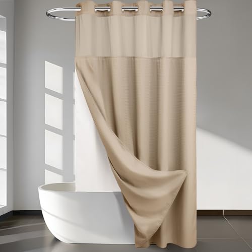 LOKAXXZU Heavy Dut Duschvorhang Nötiges Waffelgewebe Gepunktete Haken mit Schnappfutter - extra lang 74 "W x 84" H Hotel Grade Spa Duschvorhang Leinen von LOKAXXZU