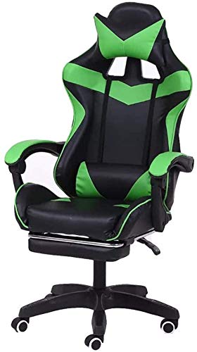 LOKAXXZU Office Chair Game Chair, liegender Computer Desk Stuhl Swivel Office Stuhl mit Einstellbarer Kopfstütze und einziehbarer Fußstütze, grün, ohne Fußstütze von LOKAXXZU