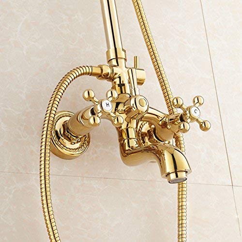 Wasserhahn Promotion Wand montiert goldene Finish Duschhahn Set Regen Duschwanne Mixer HJ-3009K-A, Golden von LOKAXXZU