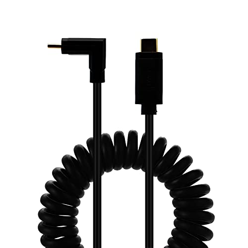 LOKEKE Coiled USB 3.1 C to USB C Cable, Spring TYPE C Male to TYPE C Male with 90 Degree Angle Charging Cable Adapter Cord Compatible with Laptop(1.2M, M to M 90 Degree) von LOKEKE