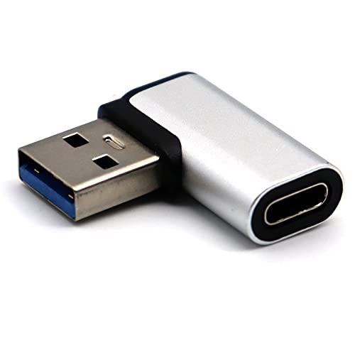 LOKEKE USB 3.0 to USB C Adapter, USB 3.0 Male 90 Degree to Type C Female Charging Date Transfer Adapter Converter for Phone/PC/Laptop, Aluminum Alloy(M Left Angle to F) von LOKEKE