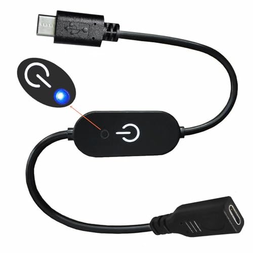 LOKEKE USB Typ C Stecker auf Buchse Touch Dimmer Ein Aus Schalter Controller Stecker Buchse Kabel für LED Streifen Lichtschalter 0,3 m, ONLY Charging Cable von LOKEKE