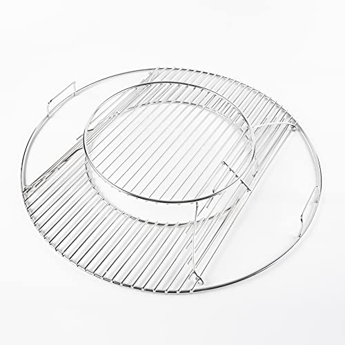LOKHING Grillrost 8835 für Weber 57cm Klappbar Rund Holzkohlegrills System Gourmet BBQ Kochgitter Ersatz, One Touch, Bar-B-Kettle und Master Touch Zubehör, Kugelgrill Grill Edelstahl von LOKHING