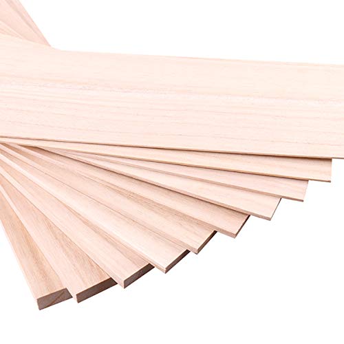 LOKIH 15pcs Paulownia Holzplatten Natürliche Unfertige Holzplatte Hobby Holz Für Hausflugzeuge Schiff Boot DIY Craft,8mmx100mmx310mm（15pcs） von LOKIH