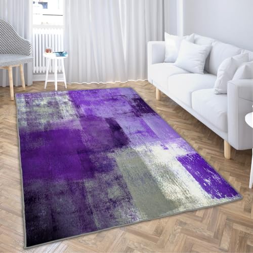 LOKMU Rutschfester Teppich, lila und grau, abstrakte Kunst, Heimdekoration, Teppich für Klassenzimmer, Wohnzimmer, Schlafzimmer, Esszimmer, Kindergarten, 90 x 150 cm LOKMU Rutschfester Teppich, lila und grau, abstrakte Kunst, Heimdekoration, Teppich für Klassenzimmer, Wohnzimmer, Schlafzimmer, Esszimmer, Kindergarten, 90 x 150 cm von LOKMU