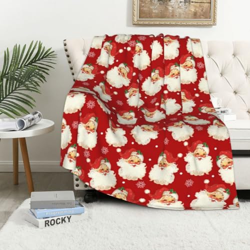 LOKMU Überwurfdecke, Vintage-Weihnachtsmann-Gesicht auf rotem ultraweichen, gemütlichen Flanell-Decken, flauschig, leicht, moderne Decke für Couch, Sofa, Bettwäsche, Heimdekoration, 152,4 cm L x 127 LOKMU Überwurfdecke, Vintage-Weihnachtsmann-Gesicht auf rotem ultraweichen, gemütlichen Flanell-Decken, flauschig, leicht, moderne Decke für Couch, Sofa, Bettwäsche, Heimdekoration, 152,4 cm L x 127 von LOKMU