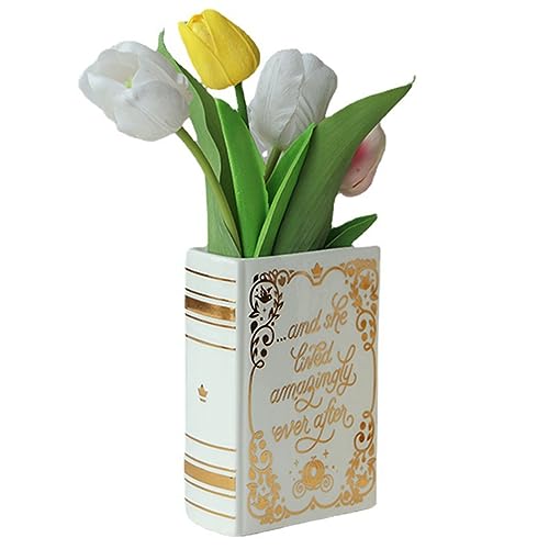 LOKQIHTHS Book Vase, Tulpenvase, Klare Buchvase, Acryl Buch Vasen, Klare Buchblumenvase, Transparente Buchvase für Blumen Schlafzimmer Tischdeko Wohnzimmer Büro, Bücherform Blumenvase Minimalistische von LOKQIHTHS