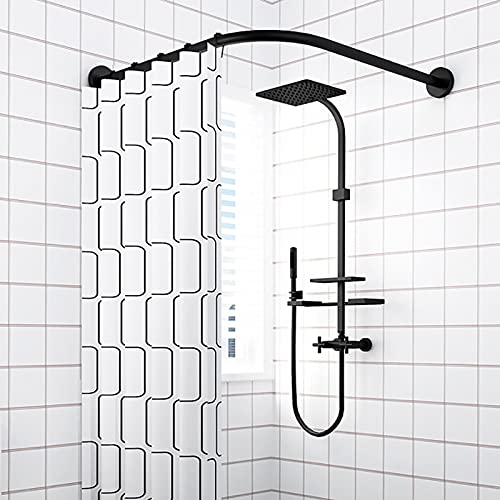 304 Edelstahl L-Form Badezimmer Badewanne Ecke，Verstellbar 304 Edelstahl Duschstange Teleskop,bohrfreie Installation, für Badezimmer KüChe Umkleidekabine(Size:70 to 95cm x 125 to 165cm) von LOKWAXYA