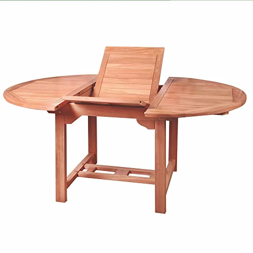 Kayla ausziehbarer ovaler Gartentisch aus natürlichem Teak 180x100x75 cm von LOLAhome