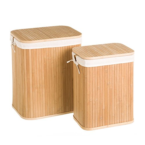 LOLAhome Bambus Wäschekörbe Nordic Braun für Badezimmer Basic von LOLAhome