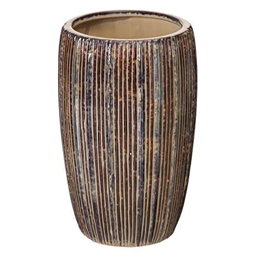 LOLAhome Vase, gestreift, Keramik, braun, Ø 16 x 25 cm von LOLAhome