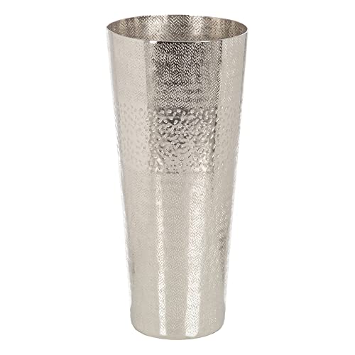 LOLAhome Konische Vase mit Gravur aus versilbertem Metall Ø 19 x 43 cm von LOLAhome