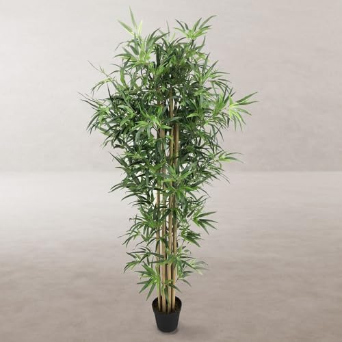 LOLAhome Künstliche Bambuspflanze für den Garten, mit Blättern aus Stoff, UV-stabilisiert, 180 cm von LOLAhome