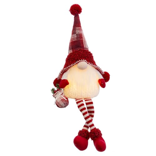 LOLAhome Roter Weihnachtsmann aus Stoff, mit Licht, 53 cm von LOLAhome