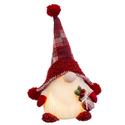 LOLAhome Roter Weihnachtsmann aus Stoff mit Licht, 30 cm von LOLAhome