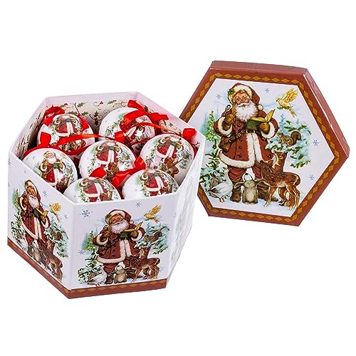 LOLAhome Set mit 14 Weihnachtskugeln Weihnachtsmann aus Polyfoam weiß Ø 7 cm von LOLAhome