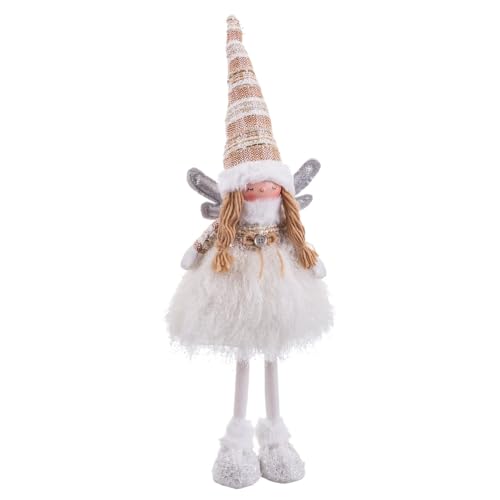 LOLAhome Weihnachts-Engel-Puppe aus weißem Stoff, 58 cm von LOLAhome