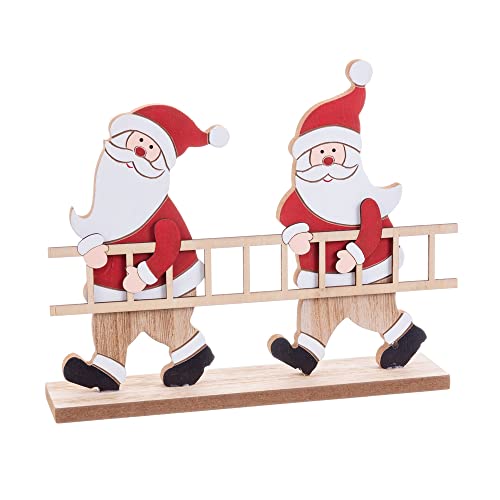 LOLAhome Weihnachtsmann-Figur aus Holz, 19 cm, Rot von LOLAhome