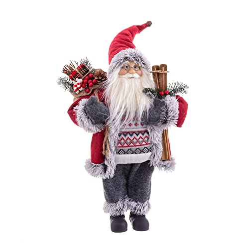 LOLAhome Weihnachtsmann-Figur aus rotem Stoff, 45 cm von LOLAhome