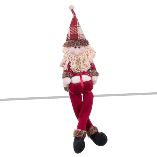 LOLAhome Weihnachtsmann mit Langen Beinen, 48 cm, roter Stoff von LOLAhome