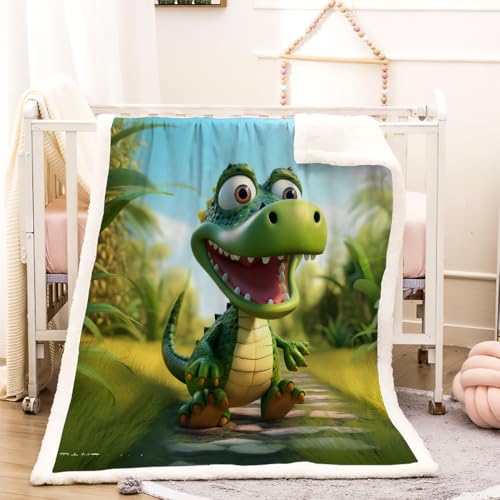 3D Krokodil Drucken Kuscheldecke 80X150cm Karikatur Flauschige Decke Warm Sherpa Decke Dekorativ Wohndecke,Weiche PlüSch Decke Blanket FüR Kinder Erwachsene Couchdecke von LOLEIA