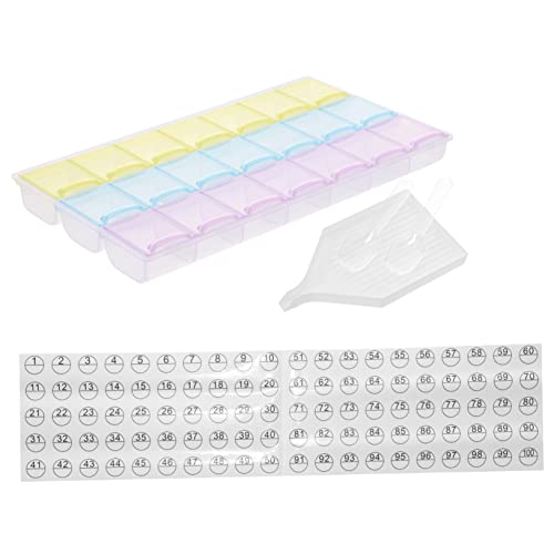 LOLIPPYY 1 Satz Behältern für Diamantmalerei Aufbewahrungsbox mit Fächern Öffnungsplatte und Zahlenaufklebern für Perlen Schmuck und DIY Zubehör Transparent und Leicht zu Transportieren von LOLIPPYY