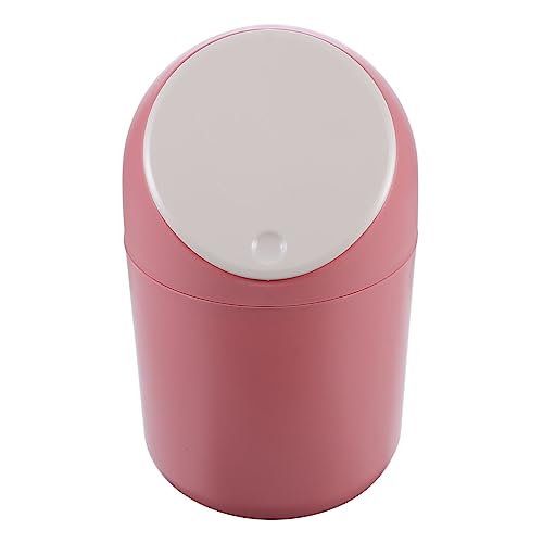 LOLIPPYY 1 Stück Mini Mülleimer mit Deckel Druckknopf Abfallbehälter für Schreibtisch Rosa Stilvoller Tischmülleimer für Büro und Küche für Kleine Abfälle von LOLIPPYY