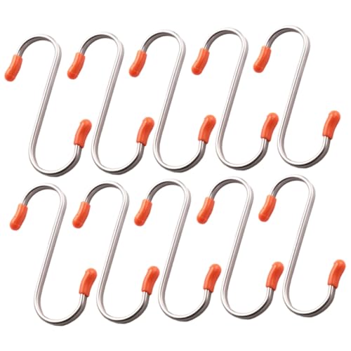 LOLIPPYY 10 Stück S Haken aus Flach Rostfrei Multifunktional für Küche Bad Schlafzimmer Mittlere Kratzfrei Platzsparend für Kleidung Vorhänge Küchenutensilien von LOLIPPYY