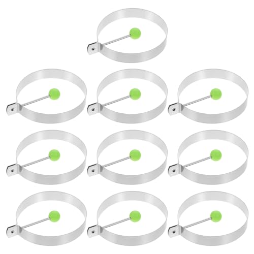 LOLIPPYY 10 Stück Teiliges Edelstahl Eierringe Spiegeleierformen Rund für Pfanne Geruchsneutral Einfach zu Reinigen für Omeletts Frühstückssandwiches und Pancakes von LOLIPPYY