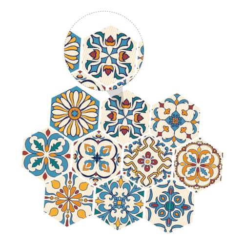 LOLIPPYY 10 Stück Teiliges Hexagonales Fliesen rutschfeste Bodenaufkleber Selbstklebend Wasserfest für Küche Badezimmer Wohnräume Langlebig und Dekorativ Glatte Oberfläche ohne Grate von LOLIPPYY