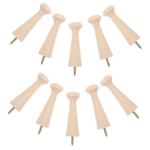 LOLIPPYY 10 Stück Teiliges Holz Haken Schraubbar Wandhaken Garderobenhaken für Kleidung und Handtücher Wandmontage Holz Garderobenleiste für Flur und Eingang von LOLIPPYY