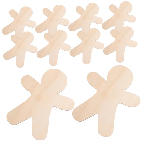 LOLIPPYY 10 Stück Teiliges Holzscheiben Weihnachtsdeko Lebkuchenmann Ornamente zum Bemalen DIY Holzanhänger für Weihnachtsbaum Fenster Fensterdeko und Bastelprojekte von LOLIPPYY