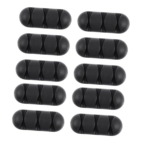 LOLIPPYY 10 Stück Tpr Kabelhalter mit Fächern Selbstklebender Kabel Organizer für Schreibtisch und Büro Langlebige Kabelaufbewahrung für USB und Netzkabel Einfache Installation Schwarz von LOLIPPYY