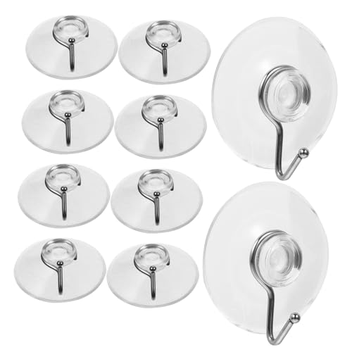 LOLIPPYY 10 Stück Transparente Saugnapfhaken PVC mit Stahlhaken Wiederverwendbar Stark Haftend für Glatte Oberflächen Wie Glas Fenster Bad Küche ohne Bohren Vielseitig Einsetzbar von LOLIPPYY