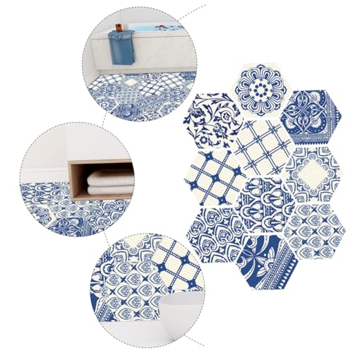 LOLIPPYY 10 Stück rutschfeste Bodenaufkleber Bodenbelag Böden Bad Greifer Für Klebefliesen Sechseckige Fliesenpaste Anti-rutsch-Aufkleber PVC Blau von LOLIPPYY