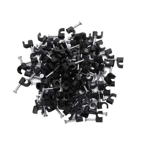 LOLIPPYY 100 Stück Kabelclips Kunststoff Drahthalter Kabelklemme Schwarz Kabelorganizer für Telefonleitungen Kabelmanagement Büro und Zuhause von LOLIPPYY