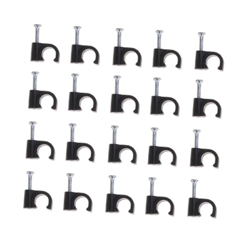 LOLIPPYY 100 Stück Kunststoff Kabelclips Nagelbefestigung Schwarz Kabelhalter Kabelorganizer für Telefonleitungen Wandmontage Kabelmanagement für Büro Schule von LOLIPPYY