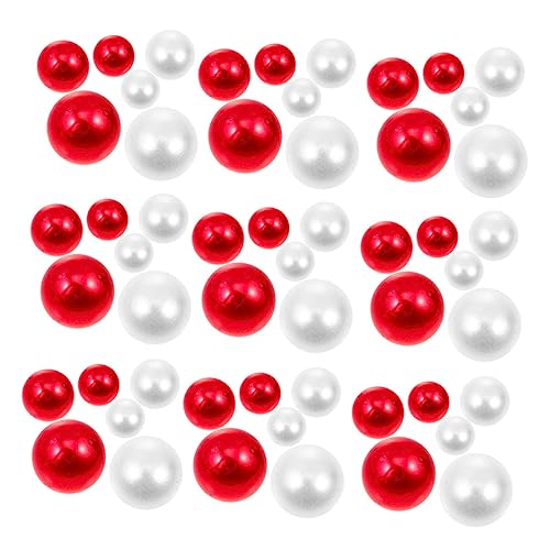 LOLIPPYY 1000 Stück Abs Falsche Perlen ohne Schwebende Dekobeads für Vasenfüllung DIY Bastelperlen in Rot und Weiß Gemischt Vase Dekoration Schmuck Zubehör von LOLIPPYY