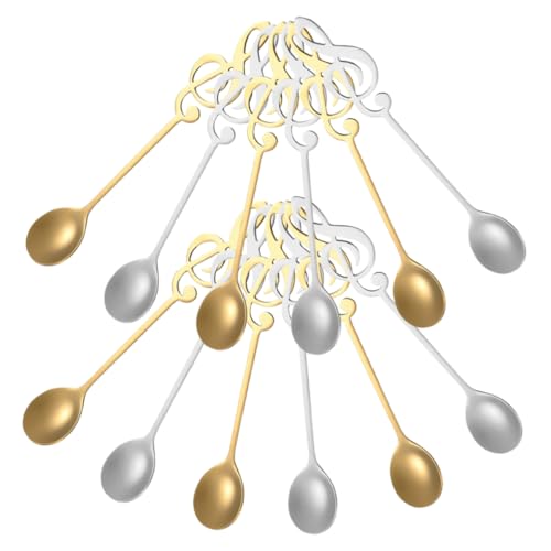 LOLIPPYY 12 Stück Teiliges Musiknoten Teelöffel aus Kleine Dekorative Rührlöffel für Kaffee Milch Joghurt Stilvolle Tragbare Esslöffel mit Kreativem Design für Zuhause und Unterwegs von LOLIPPYY