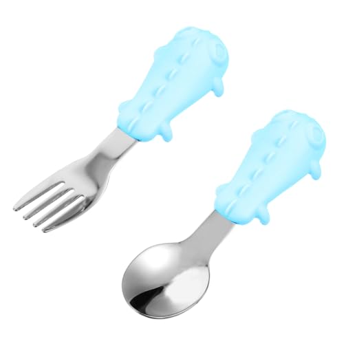 LOLIPPYY 1Satz Löffeln und Gabeln Tragbarem Blauem für Kleinkinder Leicht zu Greifendes Besteck für Selbstfüttern Sicher und Hygienisch von LOLIPPYY